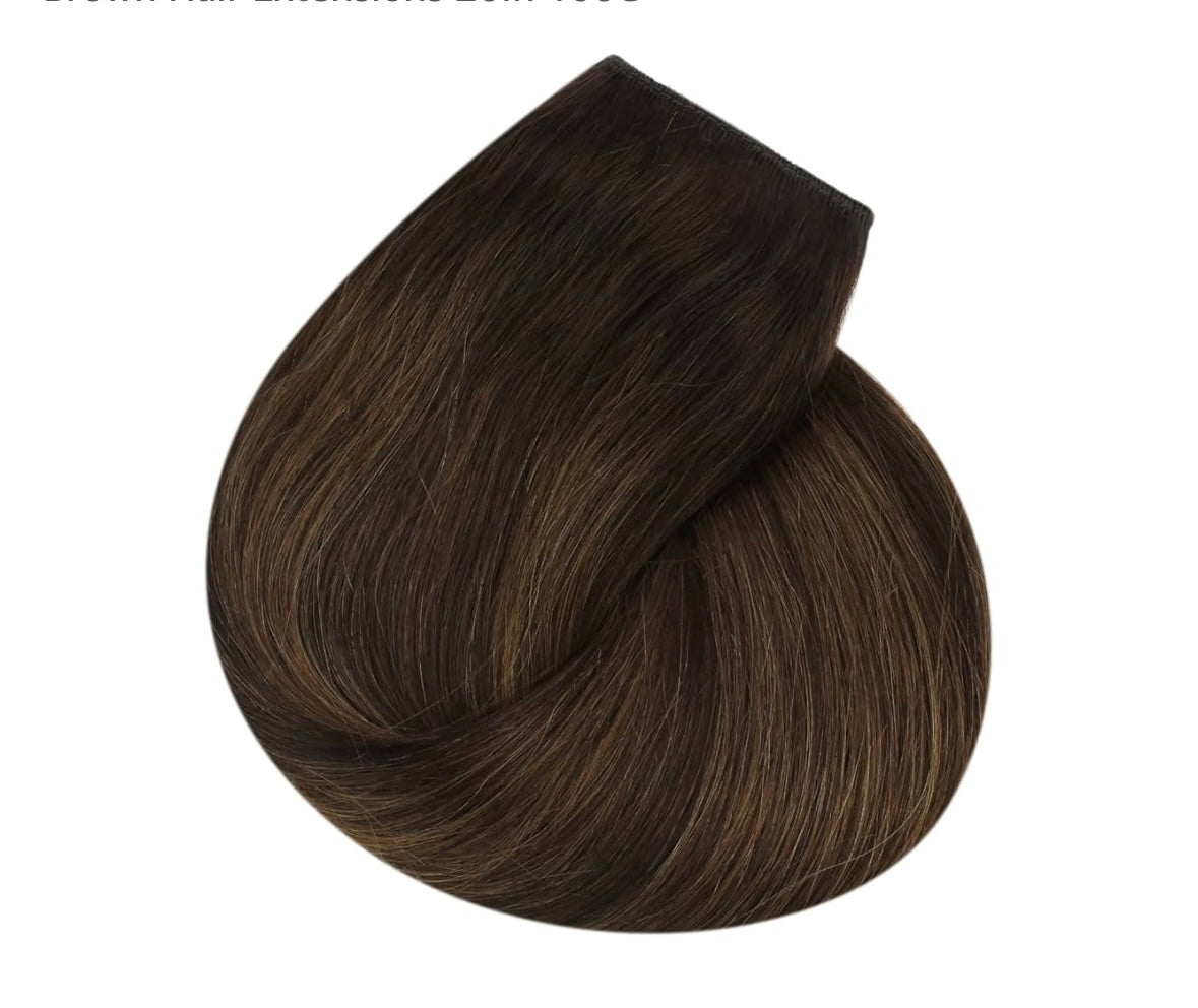 Brown Hair Extensions Flatlay