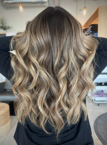 The Florence- Dark brown root melted to carmel / honey hilights