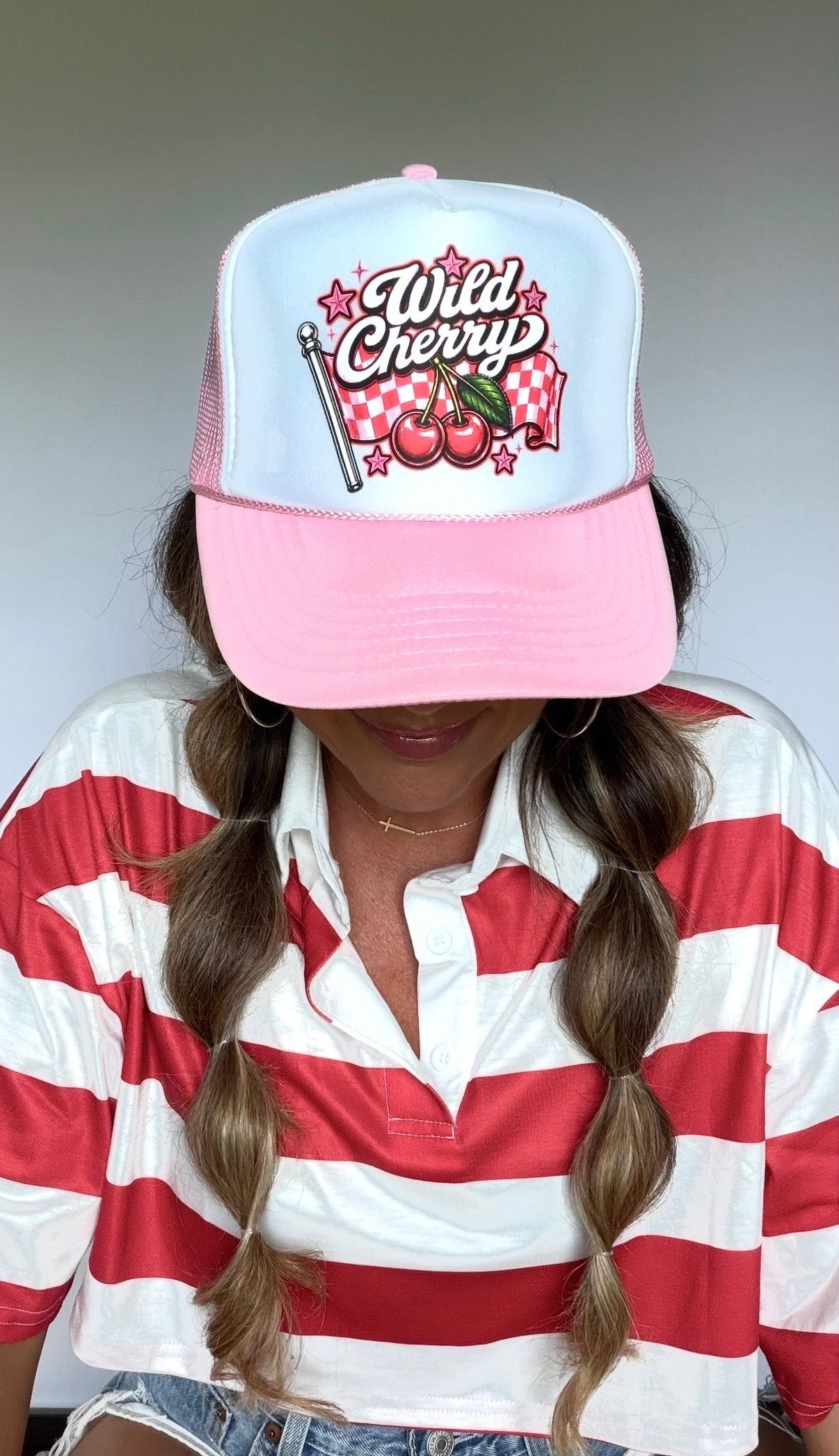 "Wild Cherry" Pink & White Trucker Hat