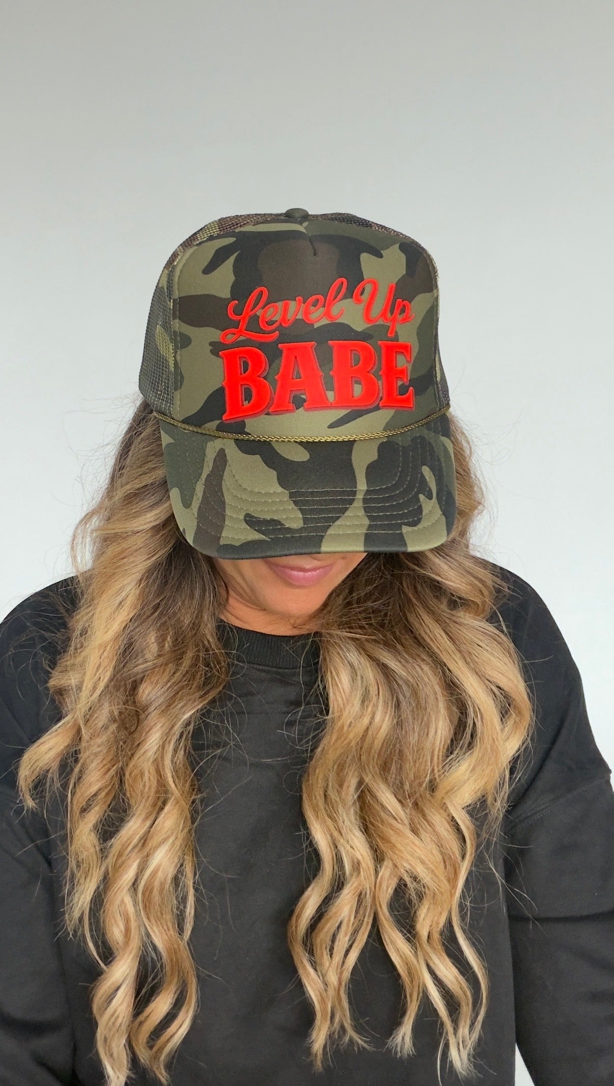 "Level Up Babe" Camo Trucker Hat