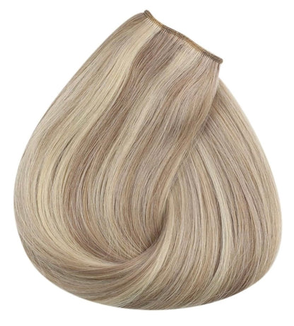 Neutral blonde low lights with white blonde highlights hair extensions