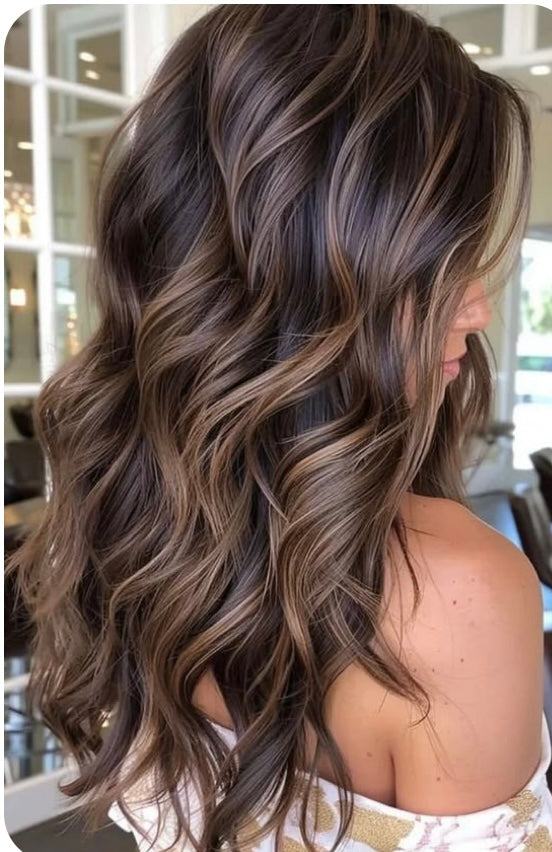 Sadie Dark Brown Caramel Highlights